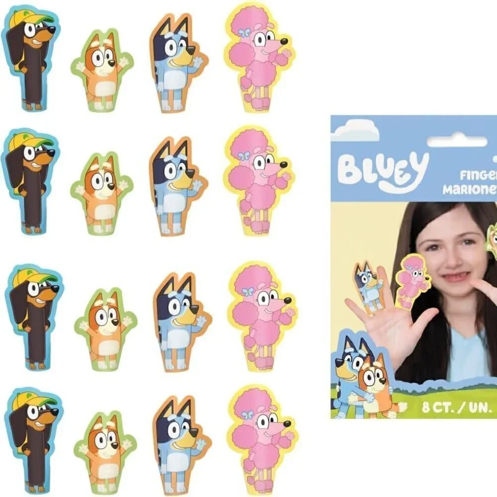 Bluey Paper Finger Puppets 16 ct. Total Party Favors / BRAND NEW